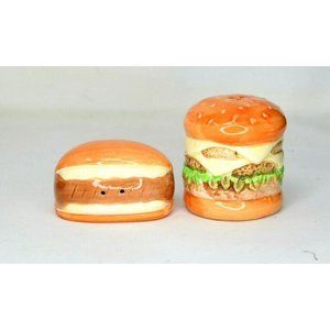 Vintage Ceramic Cheeseburger and Hot Dog Salt And Pepper Shakers
